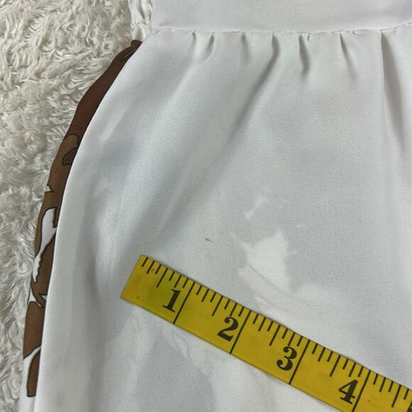 Waltah Clarke Hawaiian Deweese style white and brown floral maxi dress, size 16 - Picture 9 of 9